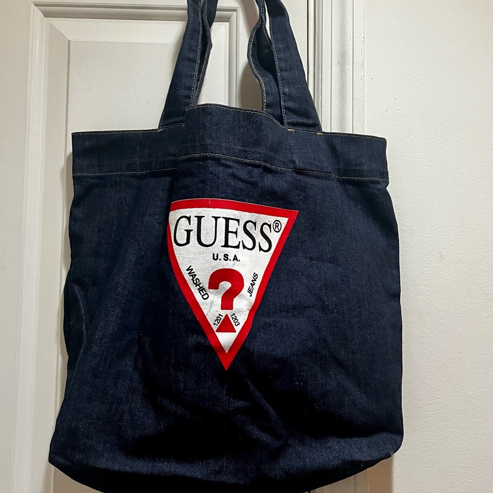 GUESS Denim Tote Bag - Blue